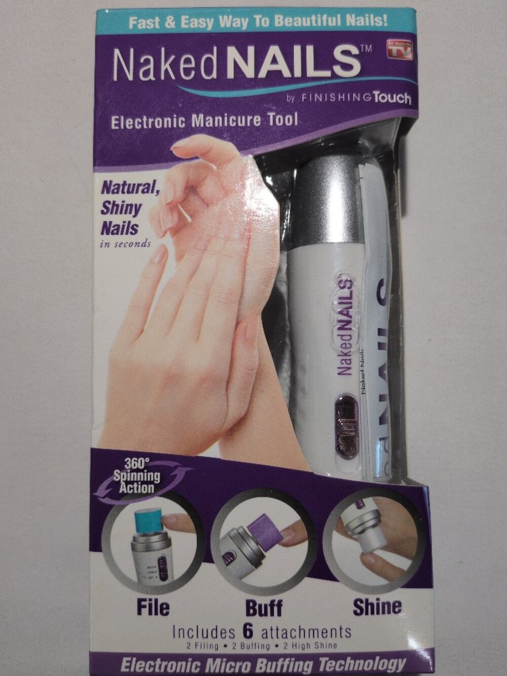 Naked Nails Electronic Manicure Tool As Seen On TV Filer, Buffer
